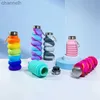 Bottiglie d'acqua Borraccia sportiva pieghevole per ciclismo, escursionismo, viaggi e palestra Bottiglie d'acqua in silicone che si piegano facilmente yq240320