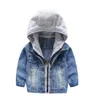 Criança meninos jeans costura outerwear meninos primavera outono roupas casuais crianças jaqueta jeans jeans hoodies4362791