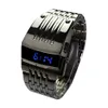 Wristwatches Fashion Blue LED Display Wide Stainless Steel Band Men Digital Wrist Watch Gift 24319