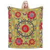 Одеяла Lakai Suzani Узбекистан с цветочной вышивкой и принтом, фланелевое покрывало для кровати, гостиной, пикника, путешествия, дома