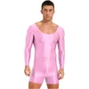 Costume da bagno da donna da uomo elastico lucido senza maniche con ritaglio laterale cerniera posteriore body attillato tuta corta intero costume da bagno atletico