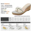 Robe Chaussures Transparent Chaîne Compensées Pantoufles Perle Papillon-Noeud Un Mot Sangle Plate-Forme Femmes Doux Style Fée Talons Hauts Sandales H240325