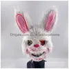 Party Masks Halloween Carnival Scary Rabbit Bunny Mask Head Er Cosplay Costume Props Led Glowing Drop Delivery Home Garden Festive Sup Dhfw9