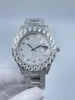 Horloges "groot diamanten herenhorloge: 44 mm mechanisch uurwerk, geboord oppervlak en waterdicht