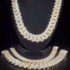 Sparkling Hiphop Iced Out VVS Baguette 18/20/25mm Anpassad halsband 925 Sterling Silver Gold Plated Cuban Link Chain