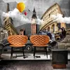 Wallpapers Po Self Adhesive Wallpaper 3D Cement Wall World Architecture Murals Restaurant Cafe Creative Background Decor Waterproof