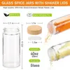 12st Glass Spice Burs With Bamboo Lid Round Smakning Behållare Salt Pepper Shaker Organizer Kitchen Jar Set 240307