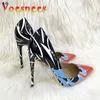 Dress Shoes 2024 Gradient Color Print High Heels Italy Fashion Evening Party Pumps 12CM Women Pointed Toe Models Gladiator Stilettos H240325