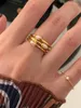 Кольца-кластеры GHIDBK из нержавеющей стали, изысканный круглый циркон, простое и модное тонкое кольцо для женщин, ретро-минималистский свадебный драгоценный камень с цирконием