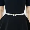 Cintos elegantes pérola mulheres cinto design de luxo ajustável fivela de metal corrente de pulso senhoras vestido roupas decorativas cintura jóias