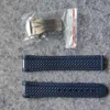 Topp högkvalitativ mjuk gummiband 20mm titta på blå band tillbehör armband byte urmaker spänne spänne rostfritt stål303g