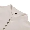 Casual herenoverhemden 2024 katoenen t-shirt met korte mouwen V-hals knop linnen overhemd kleding tops voor heren