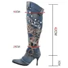 ブーツ新しいファッショナブルなデニムブーツqiu dong higheeled Shoes fone bead high boots oversheknee nigh