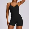 Ensembles actifs Ensemble de Yoga une pièce combinaison courte femmes tenue de Fitness femme sans couture serré nu maigre activité porter body de musculation