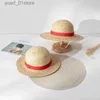 Wide Brim Hats Bucket Hats 2024 Luffy Str Hat Cartoon Role Play Cs Accessories Summer Sun Hat Parents and Children Luffy HatC24319