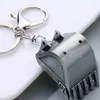 Keychains Creative Alloy Bulldozer Keychain Stereo Excavator Tools Car Key Metal Ring Pendant Accessories Men Mini Simulation Machine