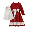 Ethnic Clothing Muslim Children Girls Prayer Dress 2 Pieces Hijab Abaya Ramadan Sets Arab Kids Robe Headscarf Long Islamic Party Gown