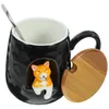 Mugs Ceramic Cup Tea Water Container Office Drink Dog Mug With Lid Spoon