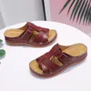 Women 110 Walking Casual Shoes Flat Slippers Open Toe Vintage Wedge Sandals Fashion Platform Anti-slip Thick Sole for Travel Seaside 98409