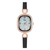 Wristwatches Rhinestone Wristwatch Elegant Square Dial Women's Watch With Decor Adjustable Faux Leather Strap High For Commute