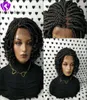 200Density volle kurze geflochtene Perücken Box Braids Perücken für schwarze Frauen Lace Front Braid Perücke lockig 14 Zoll Schwarzbraun mit Körperhaar9432331