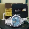Relógio de pulso de luxo 40mm Platinum Day Date 40 President Ice Blue Diamond 228396 Relógio automático masculino246I
