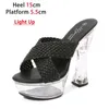 Klänningskor Led Light Up Transparent High Heels 15cm Square Heel Summer Sandals Womens Platform Luminous Club Fashion Weave Slippers H24032196VRYUQ1