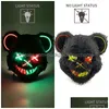 Party Masks Halloween Carnival Scary Rabbit Bunny Mask Head er Cosplay Costume Props Led Glowing Drop Delivery Home Garden Festive Sup DHFW9