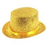 Basker y1ub blingbling fedora glitter kort grim hatt mössa för kvinnor män po props western parade visar unisex slitage