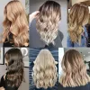 Extensões de cabelo humano ondulado, anel micro laço, onda corporal, loiro natural, preto, remy, cabelo europeu, destaque balayage cinza, 50 fios