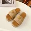 Designer fashion Slippers Raffian Sandals Womens Woven Slippers Platform Slippers Black White Beige Slippers Flat Mule Embroidered Ladies Summer Shoes