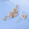 Tiaras Silver Color Pearl Crystal Wedding Hair CombsBrides hair accessories for women Brid hair comb Pearl comb wedding headdress Y240320