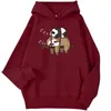 Felpe con cappuccio da donna Stampa kawaii Pullover Tasca maniche lunghe Felpa con cappuccio Sciolto Top caldo Divertenti abiti femminili Inverno Felpa con cappuccio da donna Panda sdraiato su A