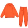 Hommes femmes couleur unie à manches longues sweat à capuche et pantalon Jogging ensemble décontracté hiver sweats à capuche chauds survêtement Sport 240309