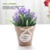 Flores decorativas artificial mini lavanda com vaso simulado plantas em vasos falsos ornamentos de paisagem pequena decoração para casa