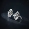 Studörhängen Boeycjr 925 Silver Elegant Camellia Moissanite 1.108CT Totalt VVS fina smycken Diamond Earring for Women Gift