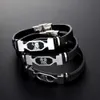 Bangle 12 constellation stainless steel bracelet men women zodiac sign black leather bracelet jewelry Pulseras Hombre 240319