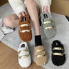 HBP Non-Brand Autumn And Winter New Baotou Lamb Wool Semi Slippers Women Wear Warm Flat Muller Shoes Outside