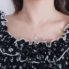 Ins Simple Fashion Heart Pendant Sparkling Luxury Jewelry 925 Sterling Silver Princess Cut White 5A Zircon CZ Diamond Multi Style Women Beach Clavicle Necklace