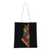 Shopping Bags Palestine Arabic Calligraphy Name With Palestinian Flag Hand Groceries Tote Bag Canvas Shopper Shoulder Handbags