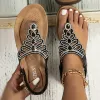 Sandales Casual Bohemian Beach Chaussures Crystal Ringestone Decor Sacallop Trim Stong Sandals Robe de mode Sandales Femme Femme Chaussures