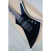 Rosewood fretboard guitarra elétrica especial incrustação corpo preto hardware hh captador folyd rosa pode ser personalizado