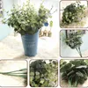 Decorative Flowers 16 Heads Plastic Branches Party Garden Home Eucalyptus Plant Artificial Fake Leaves Green