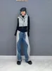 Damesbroeken Colorblocked Winterjeans voor dames Denim rechte broeken Patchwork Casual losse Streewear-kleding Vaqueros De Mujer