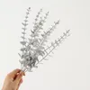 Fleurs décoratives 20 pièces tiges d'eucalyptus argentées feuilles artificielles décor Branches avec fausse tige de plante pour Vase Bouquet de mariage