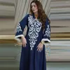 Etniska kläder 2024 Ramadan Eid broderade kvinnor Muslimska Abayas Islamiska Jalabiya Mubarak Kaftan Marockan Maxi Dress Robe Dubai Turkiet Abaya