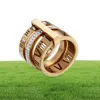 Donne da uomo anelli numerici romani maschili Full size 612 Gold Rose Plack Fashion Design di qualità in acciaio inossidabile 4291619