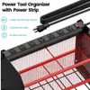 FUZVOL Organizer Wall Mount Strip 8-outlet Surge Protector, Heavy Duty Garage Storage Shees Rack Drill Bit Holder, Cordless Power Tool Holder with Charging