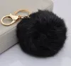 2024 Haute Qualité Véritable Boule De Fourrure De Lapin Porte-clés Boule De Fourrure Douce Belle Porte-clés En Métal Doré Boule Pom Poms En Peluche Porte-clés Porte-clés De Voiture Sac Boucles D'oreilles Accessoires avec boîte