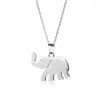 Pendant Necklaces Rinhoo Stainless Steel Cute Elephant Animal Necklace For Women Fashion Silver Color Clavicle Chain Jewelry